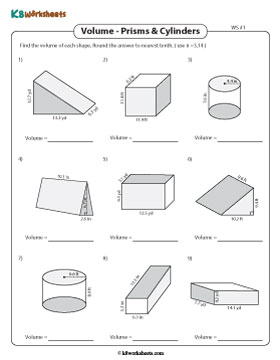 Volume of Prisms and Cylinders | Decimals - Customary 1