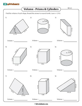 Volume of Prisms and Cylinders | Decimals - Customary 2