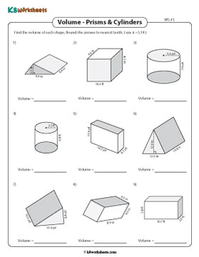 Volume of Prisms and Cylinders | Decimals - Customary 3