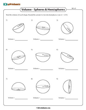 Volume of Spheres and Hemispheres | Decimals - Customary 1