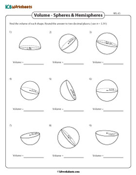 Volume of Spheres and Hemispheres | Decimals - Customary 3