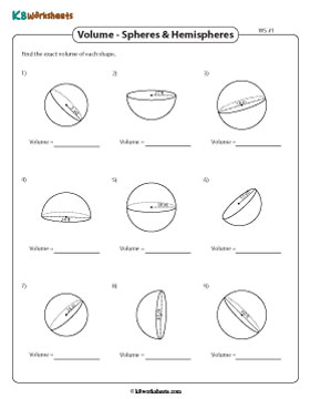 Volume of Spheres and Hemispheres | Integers - Customary 1