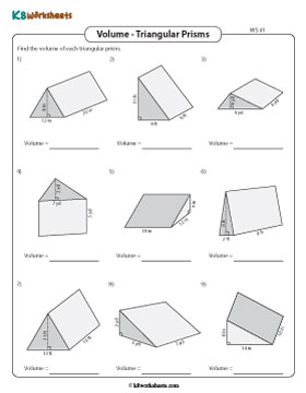 Volume of a Triangular Prism | Integers - Easy - Customary 1