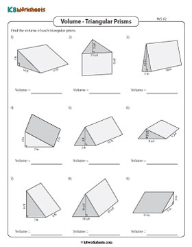 Volume of a Triangular Prism | Integers - Easy - Customary 2