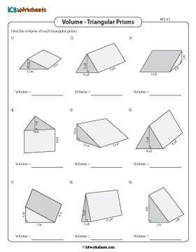 Volume of a Triangular Prism | Integers - Easy - Customary 3